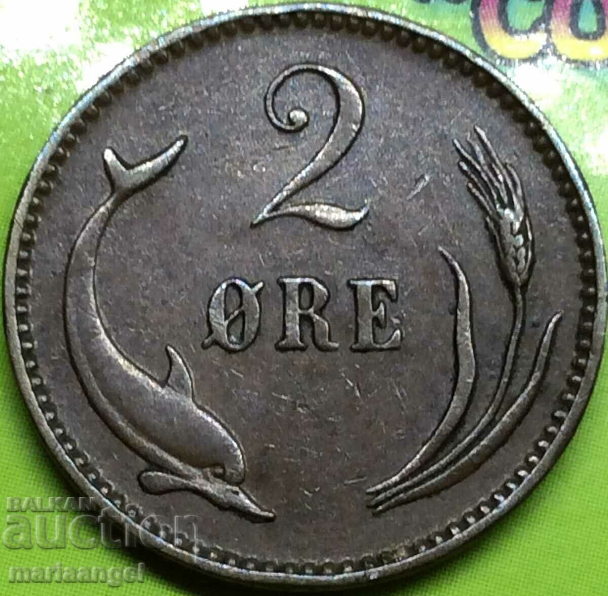 Denmark 2 ore yore 1902 - rare