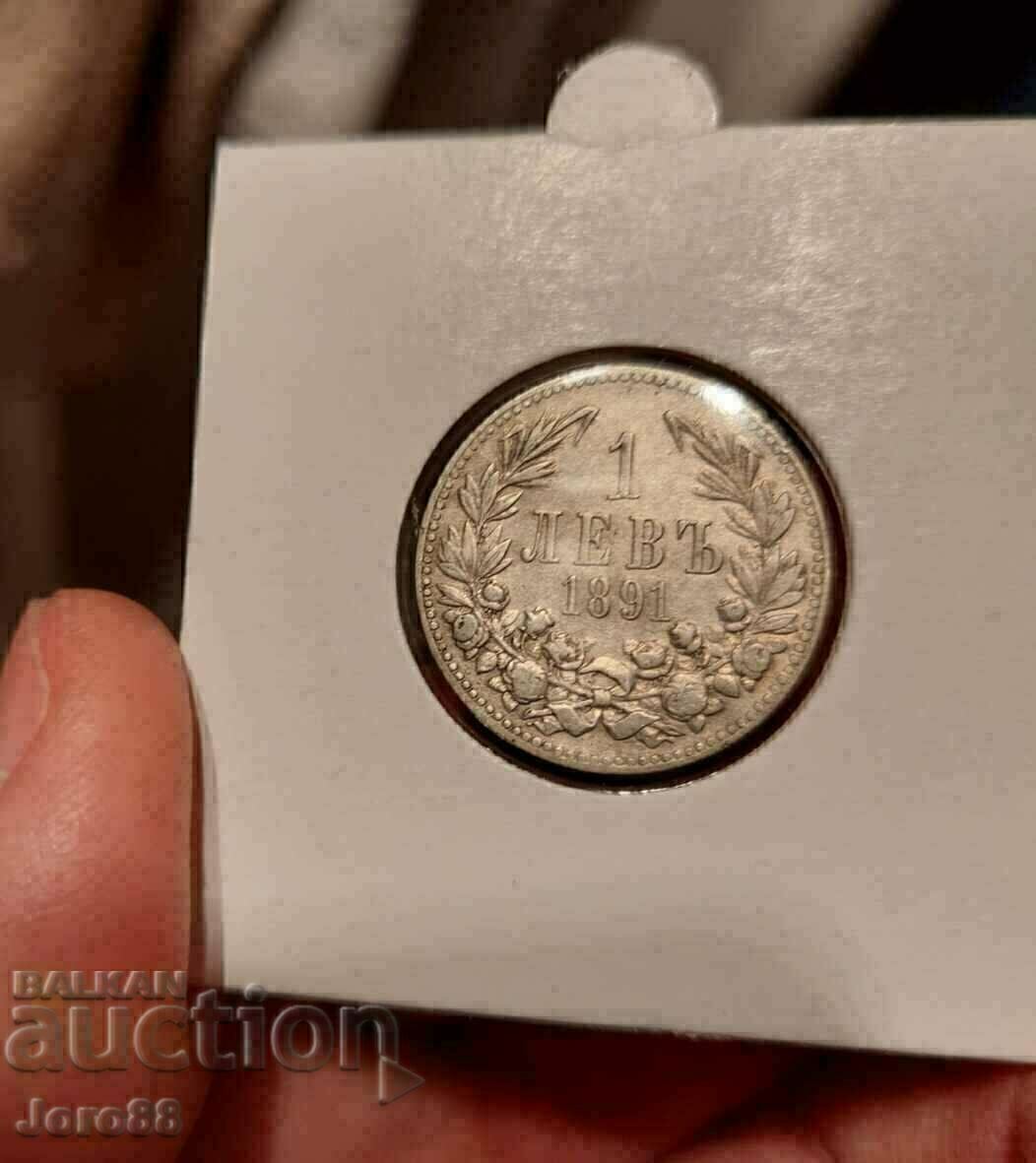 1 lev 1891 Silver coin Principality of Bulgaria 1 lev 1891 Silver coin Principality of Bulgaria
