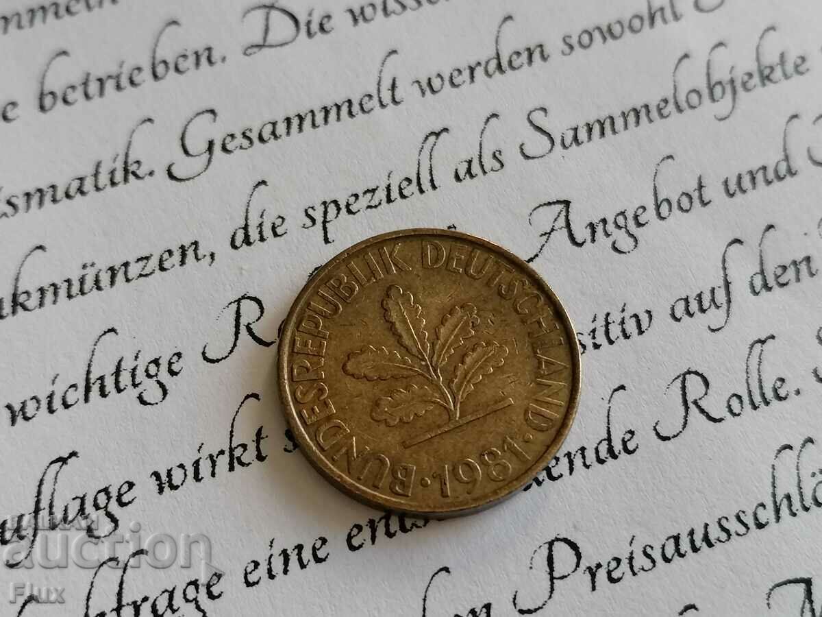 Coin - Germany - 10 Pfennig | 1981; series G with price 0.85 BGN | € 0.43 Coin - Germany - 10 Pfennig | 1981; series G with price 0.85 BGN | € 0.43