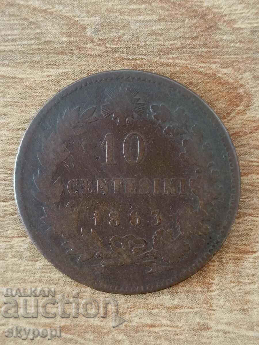 10 centissimi 1863 - Ιταλία