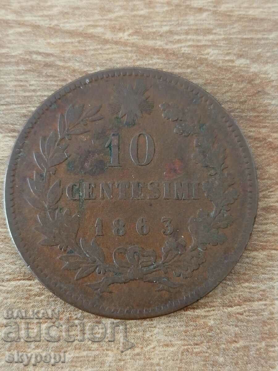 10 centissimi 1863 - Ιταλία