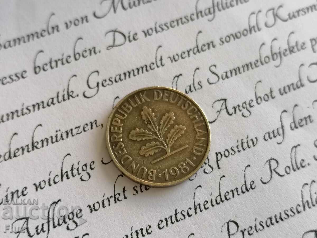 Coin - Germany - 10 Pfennig | 1981; series F with price 0.80 BGN | € 0.41