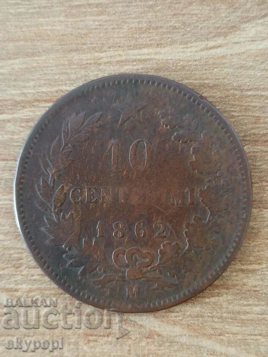 10 centissimi 1862 - Italia