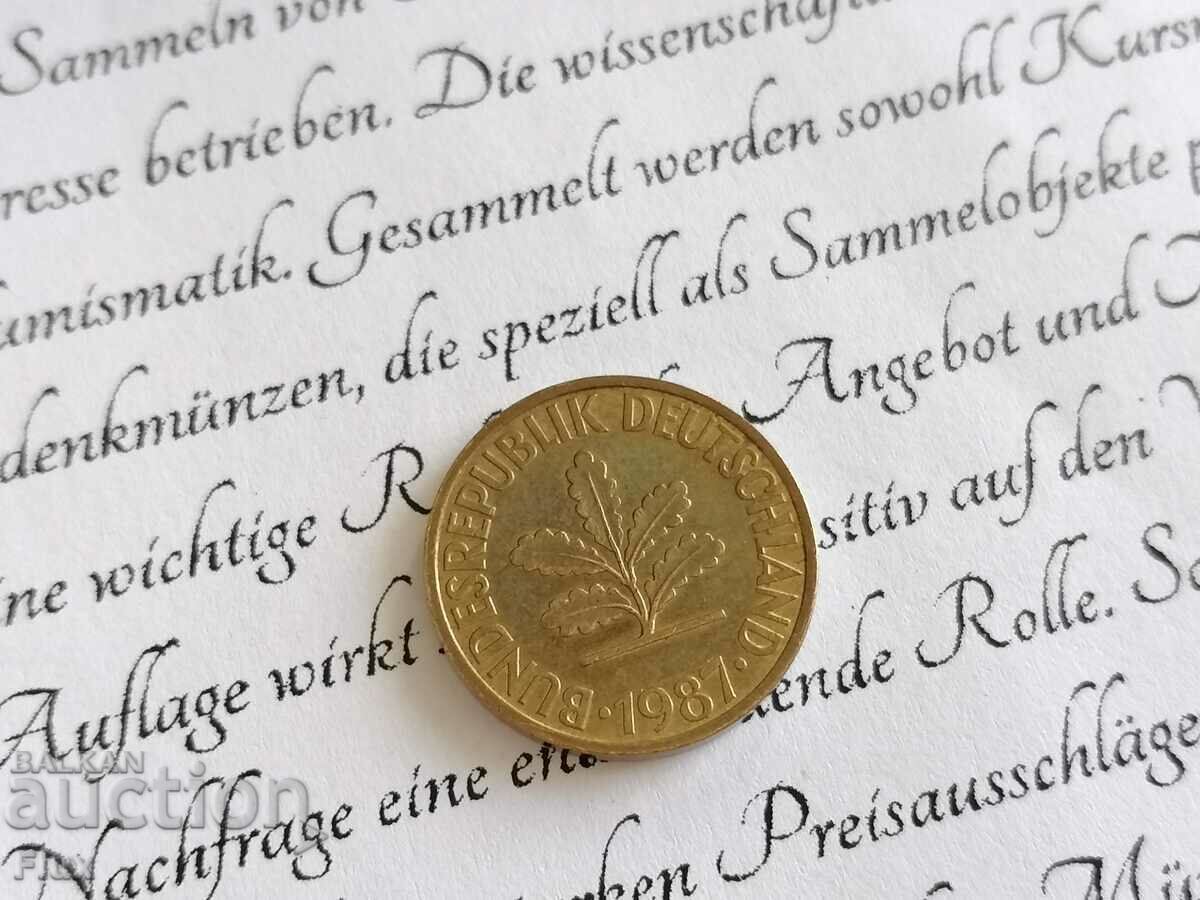 Coin - Germany - 10 Pfennig | 1987; series G with price 0.85 BGN | € 0.43 Coin - Germany - 10 Pfennig | 1987; series G with price 0.85 BGN | € 0.43