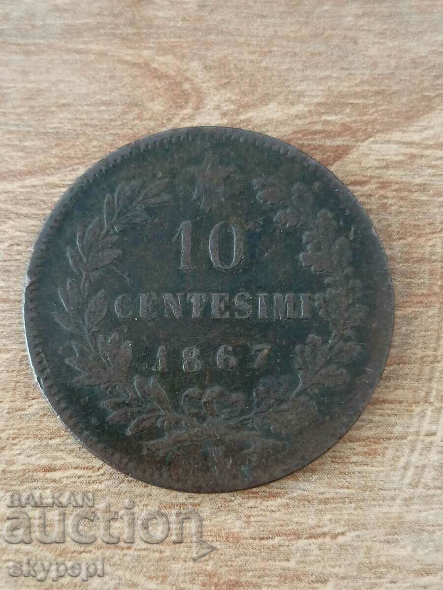 10 centissimi 1867 - Italia