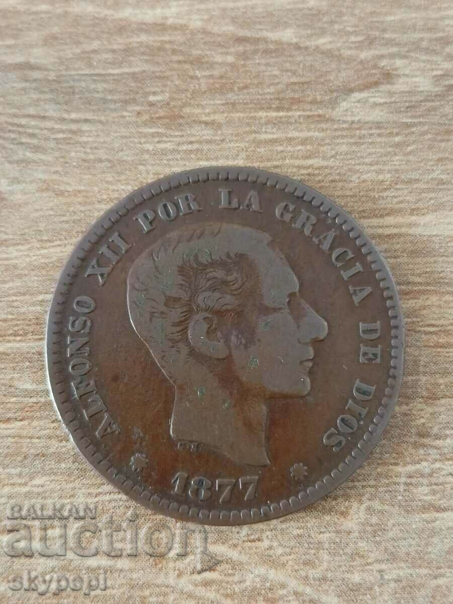 5 centimos 1877 OM with price 15.00 BGN | € 7.67 5 centimos 1877 OM with price 15.00 BGN | € 7.67