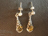 Spectacular, silver earrings with amber.