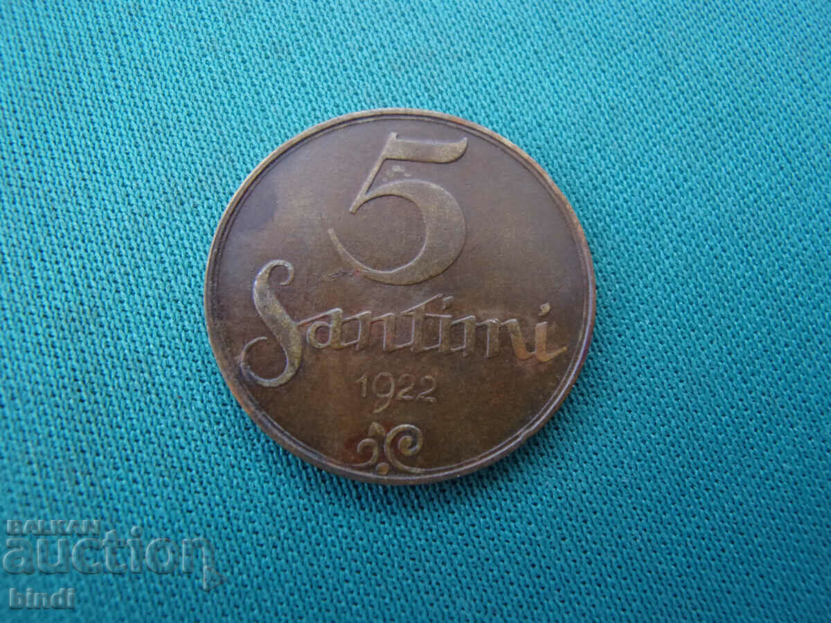 Латвия  5  Сантимс 1922  Rare