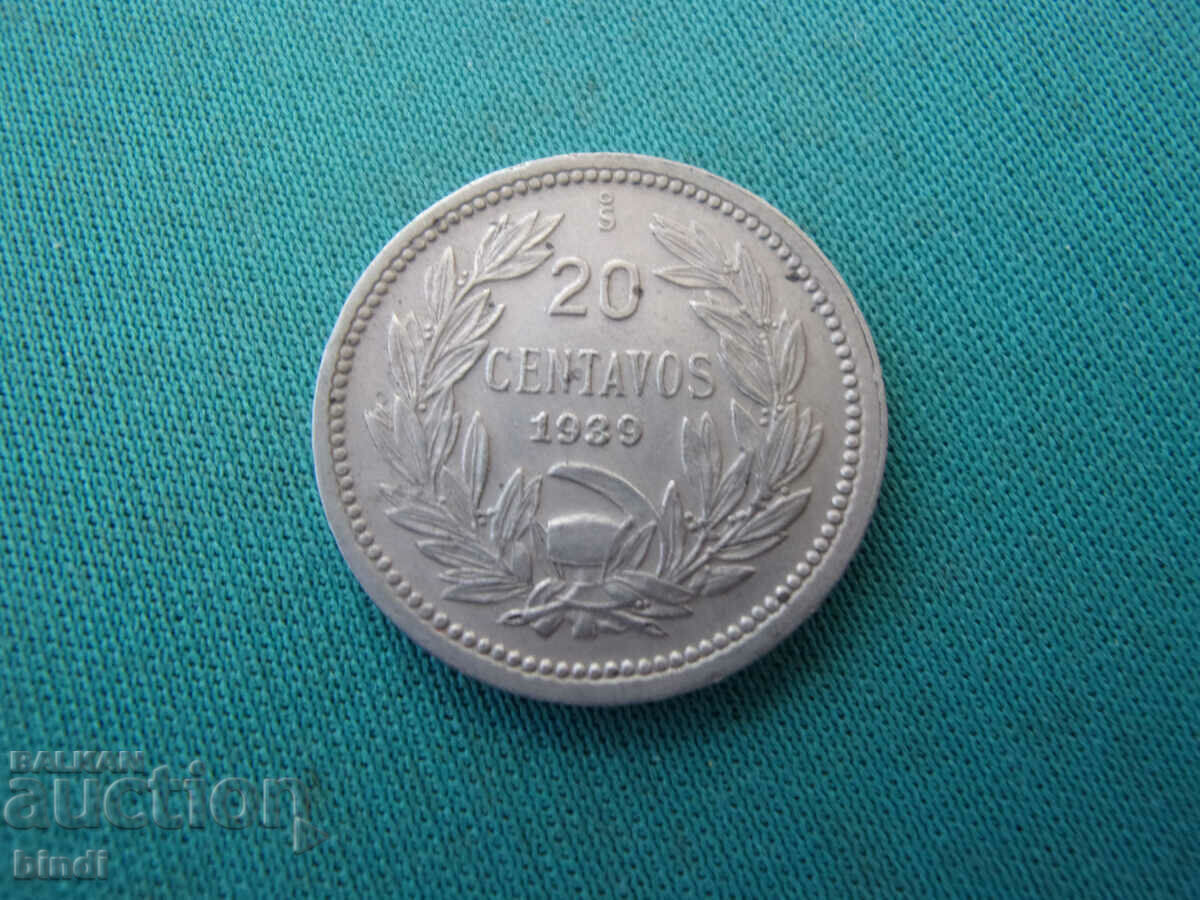 Чили  20  Центавос  1939  Rare