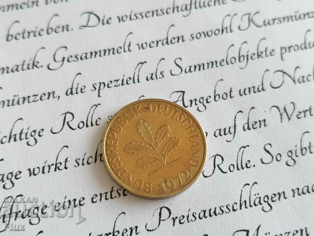 Coin - Germany - 10 Pfennig | 1972; series F with price 0.75 BGN | € 0.38 Coin - Germany - 10 Pfennig | 1972; series F with price 0.75 BGN | € 0.38