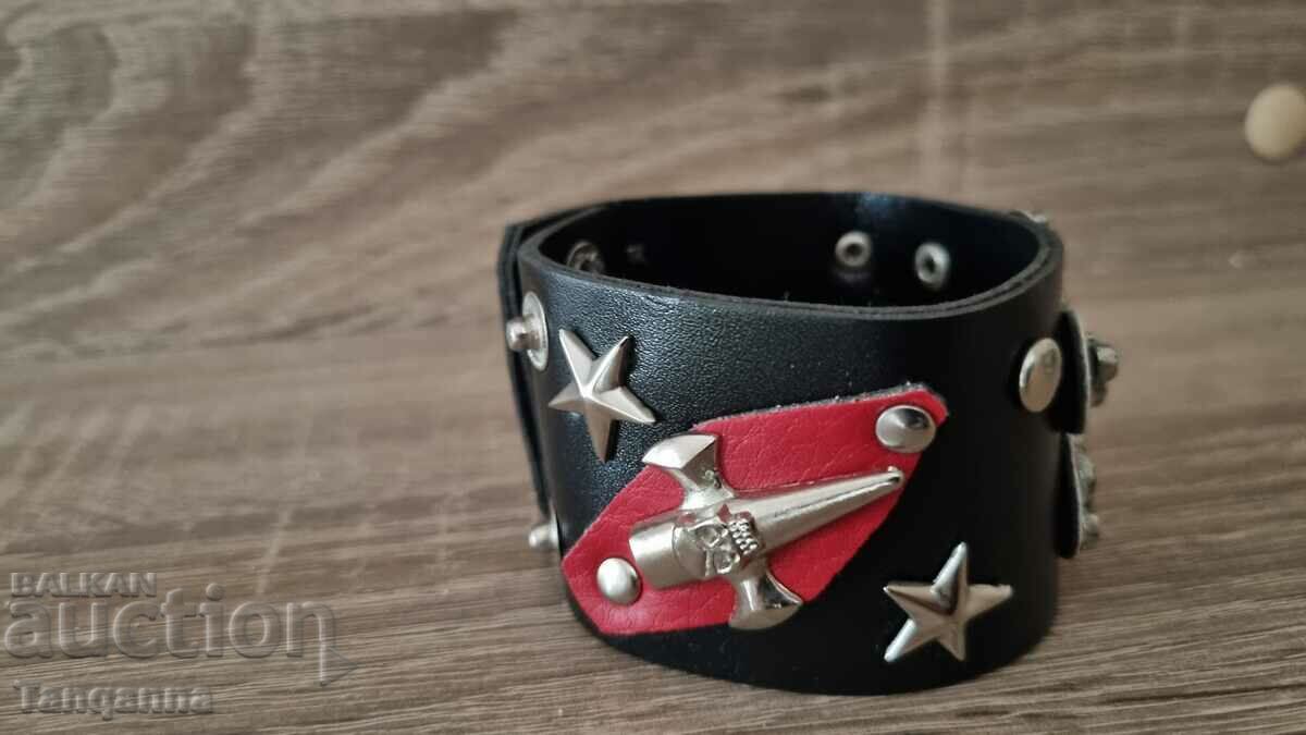 Аукцион Метъл кожена гривна Аукцион Метъл кожена гривна