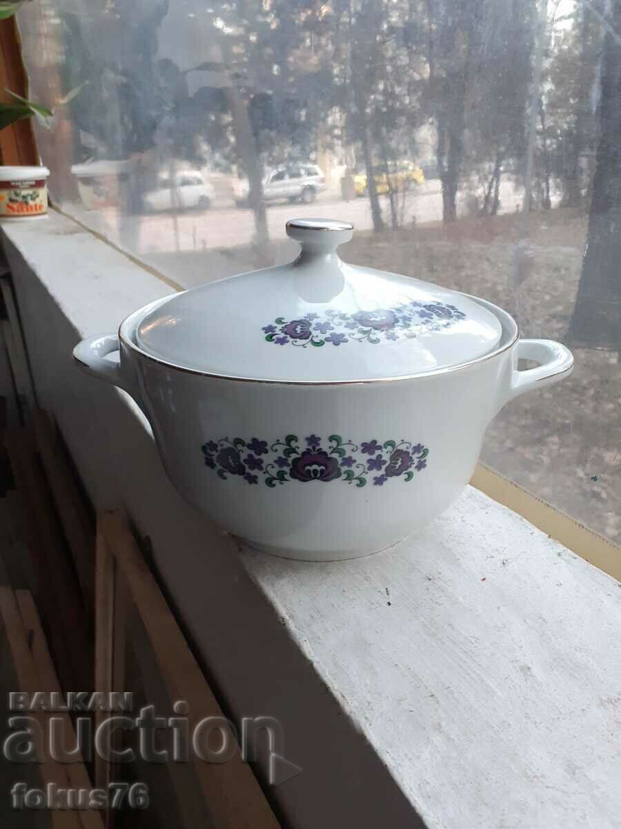Soup bowl Bulgarian porcelain marking with price 79.00 BGN | € 40.39 Soup bowl Bulgarian porcelain marking with price 79.00 BGN | € 40.39