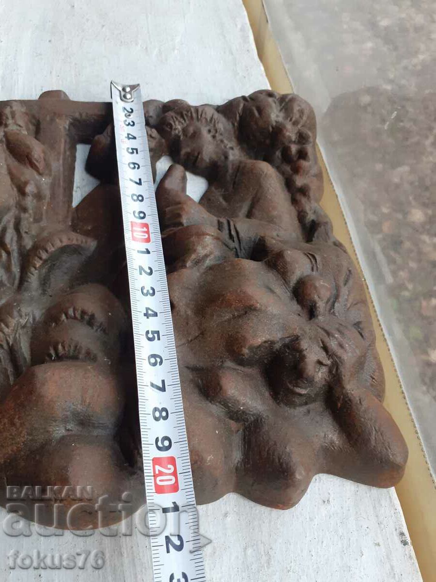 Cast iron panel Cosmas and Damian by Jürgen Weber - signed and dated - 6 Cast iron panel Cosmas and Damian by Jürgen Weber - signed and dated - 6