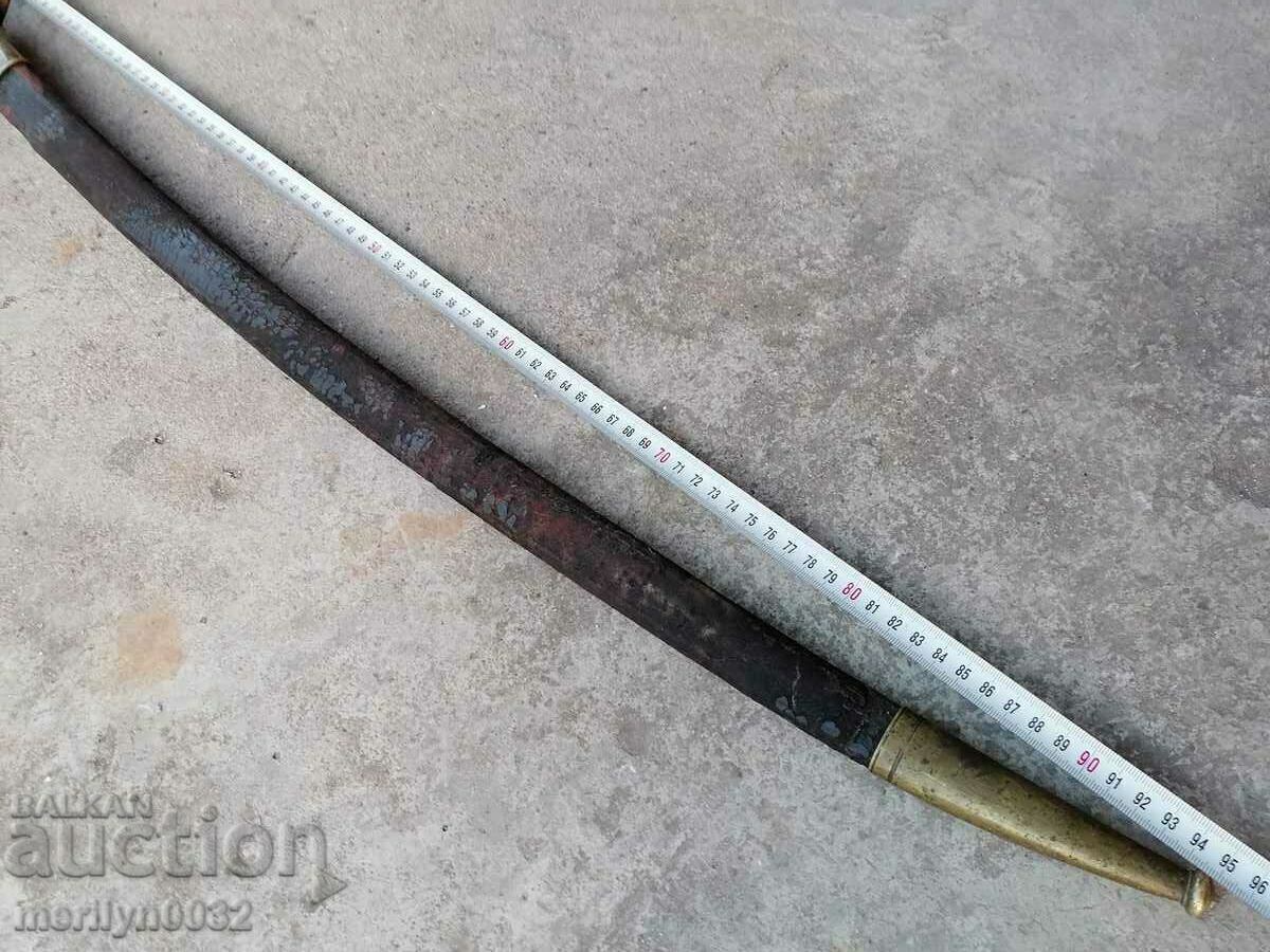 French Naval Officer's Saber Leather Kania Checkers Blade Guard - 5