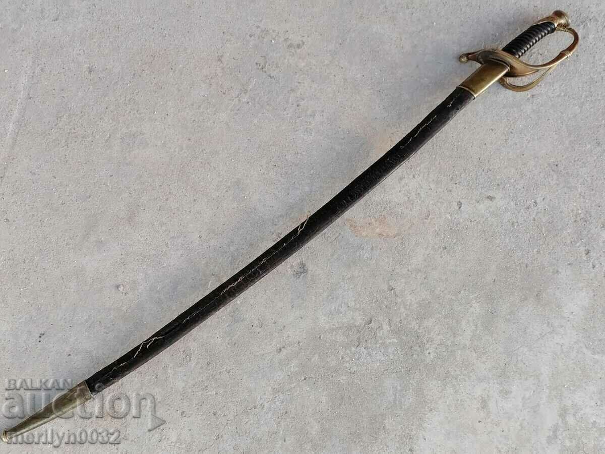 French Naval Officer's Saber Leather Kania Checkers Blade Guard - 6