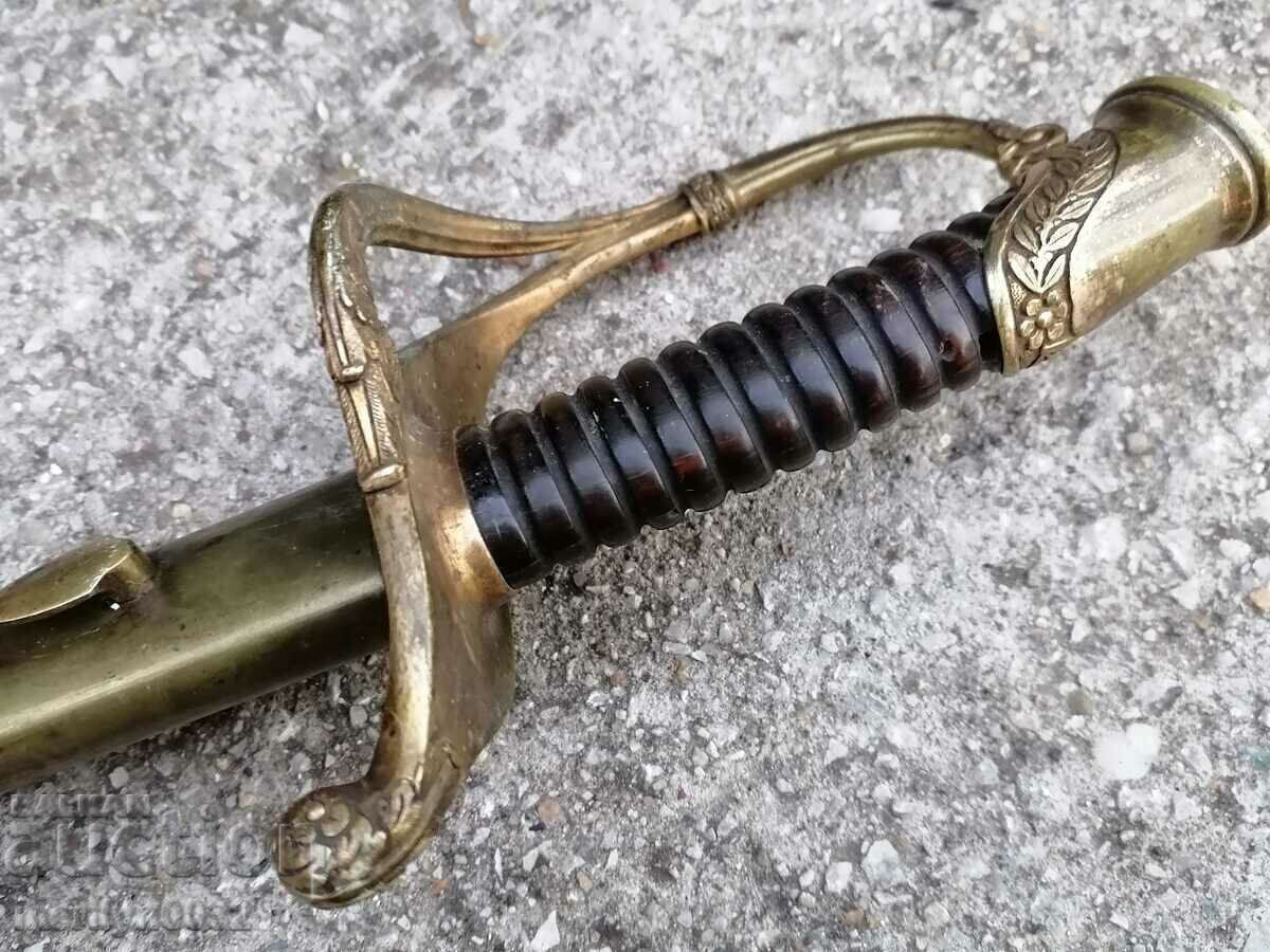 French Naval Officer's Saber Leather Kania Checkers Blade Guard - 7