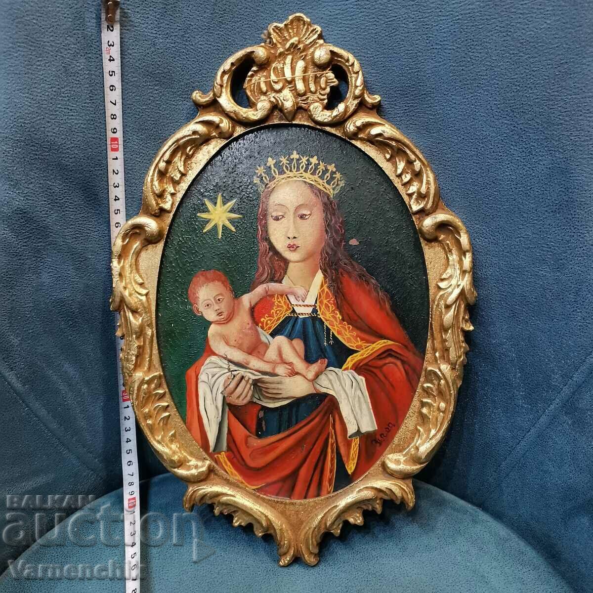 ICON Virgin Mary 19th century Woodcarving UNIQUE craftsmanship