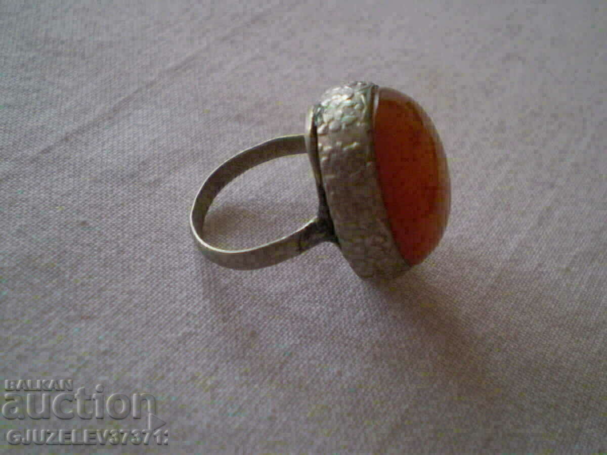 Old silver ring with natural Amber Old silver ring with natural Amber