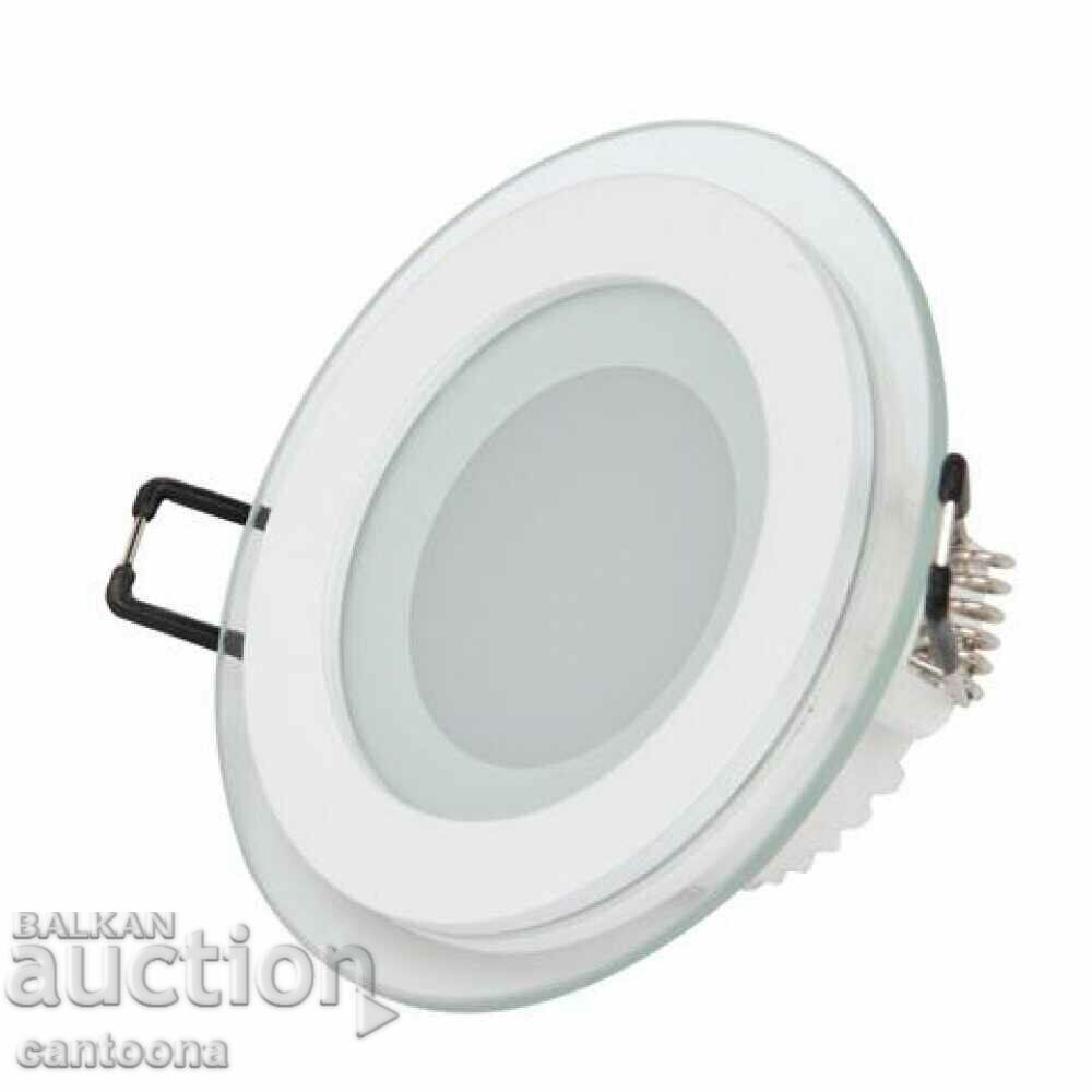 Φακίδα LED για ενσωμάτωση - κύκλος, λευκό φως 6W, οδηγός