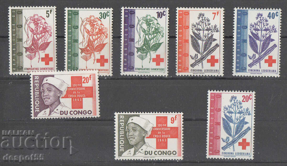 1963. Congo, DR. 100 years Red Cross.