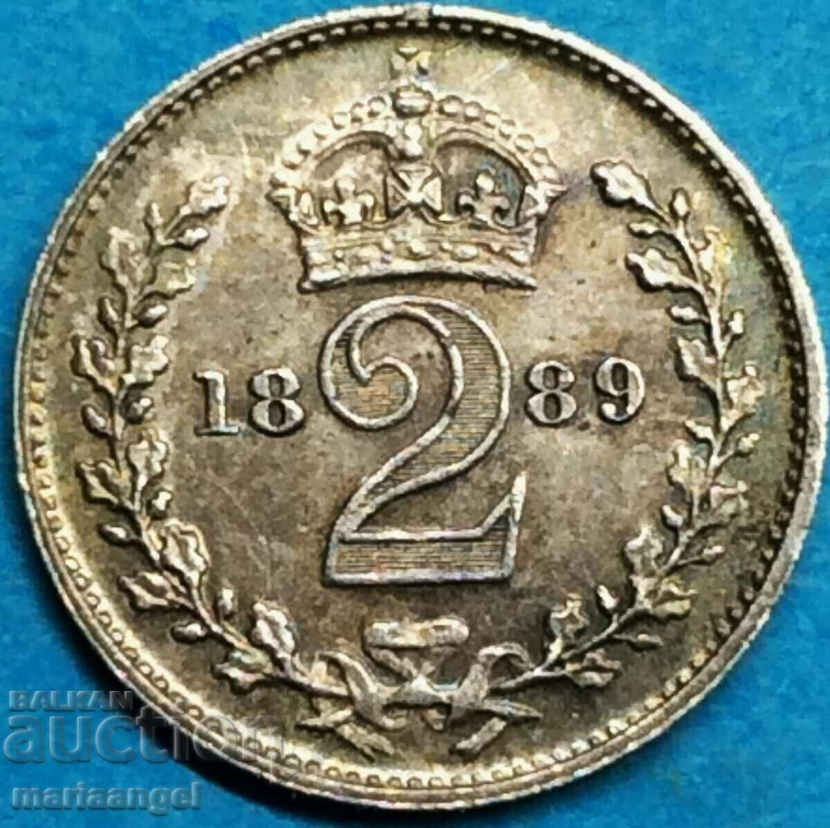 Marea Britanie 2 pence 1889 Maundy Victoria argint - RR