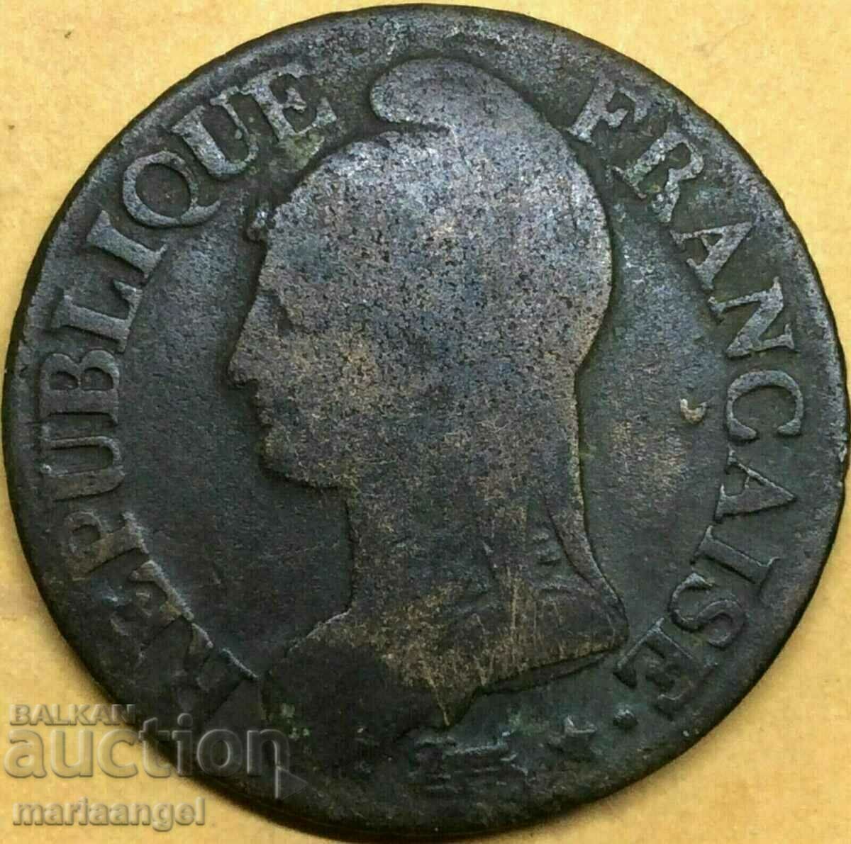 Franta 5 centimes 1796 Lan 5 BI - destul de rar