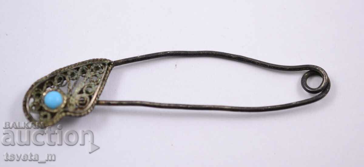 Antique silver brooch pin filigree Ag/3g