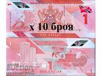 10 x TRINIDAD AND TOBAGO $1 TRINIDAD 2020 - 2021 UNC POLYMER