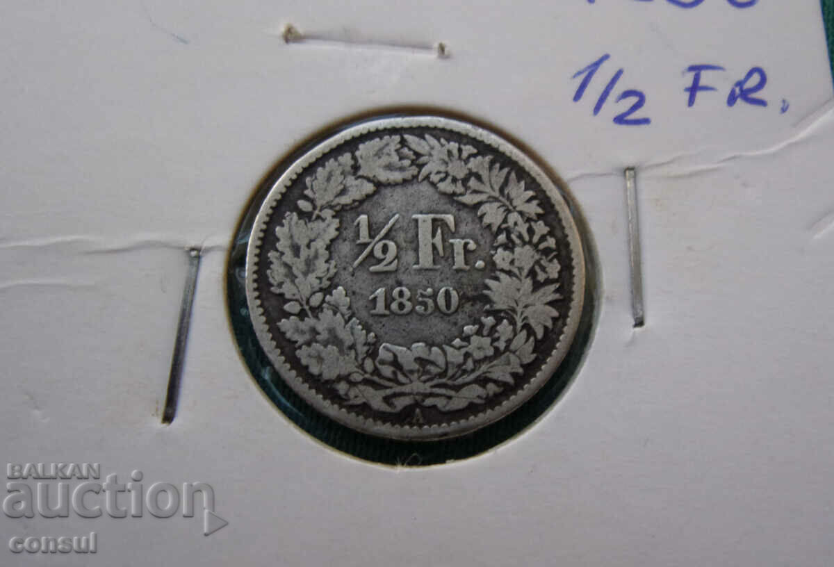 Ελβετία ½ Φράγκο 1850 Σπάνιο με τιμή € 53.69 | 105.01 BGN