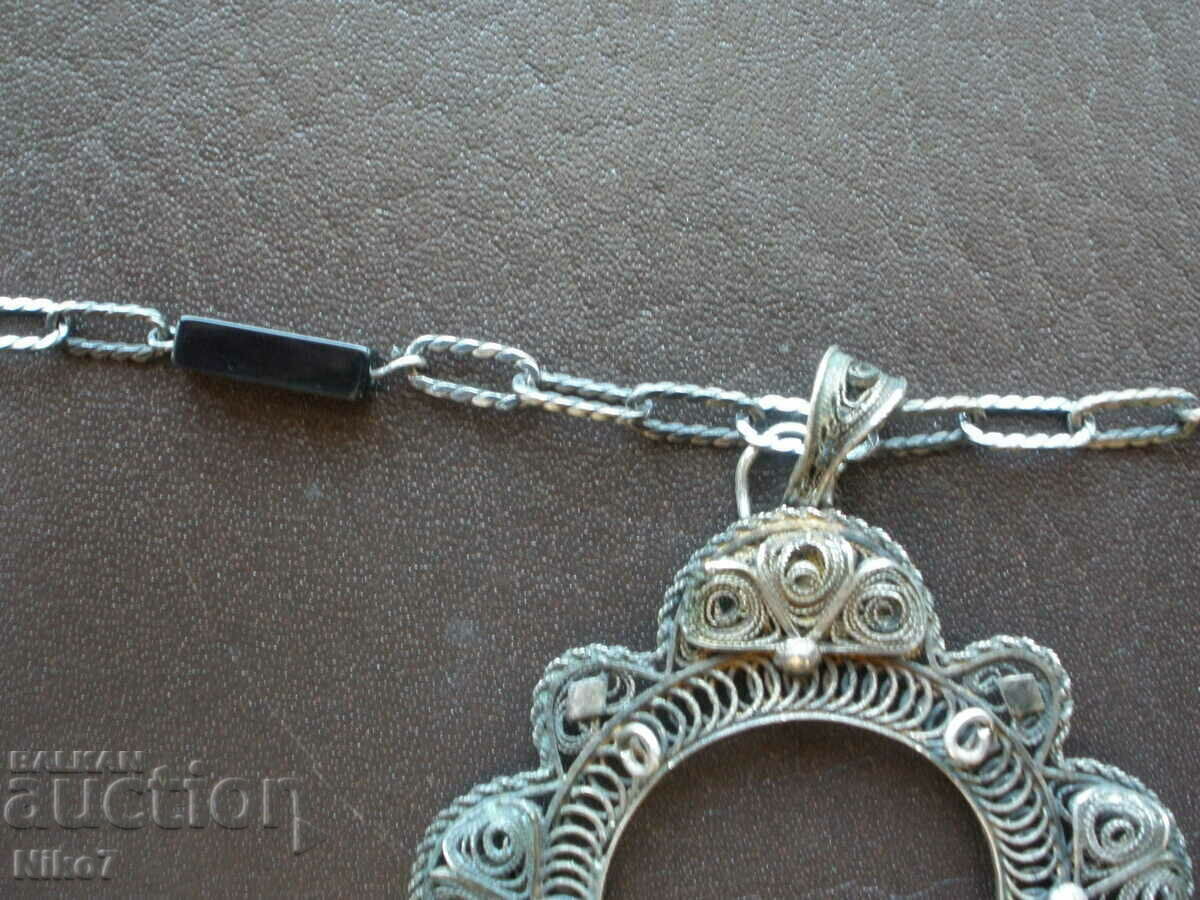 Antique silver medallion, necklace, necklace. - 6