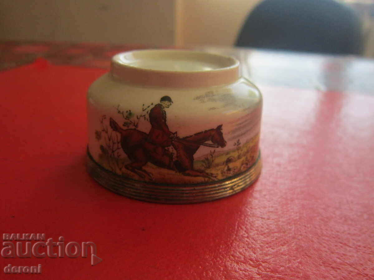 Μοναδικό αγγλικό κύπελλο πορσελάνης με ασημί εξαρτήματα - 5 Μοναδικό αγγλικό κύπελλο πορσελάνης με ασημί εξαρτήματα - 5