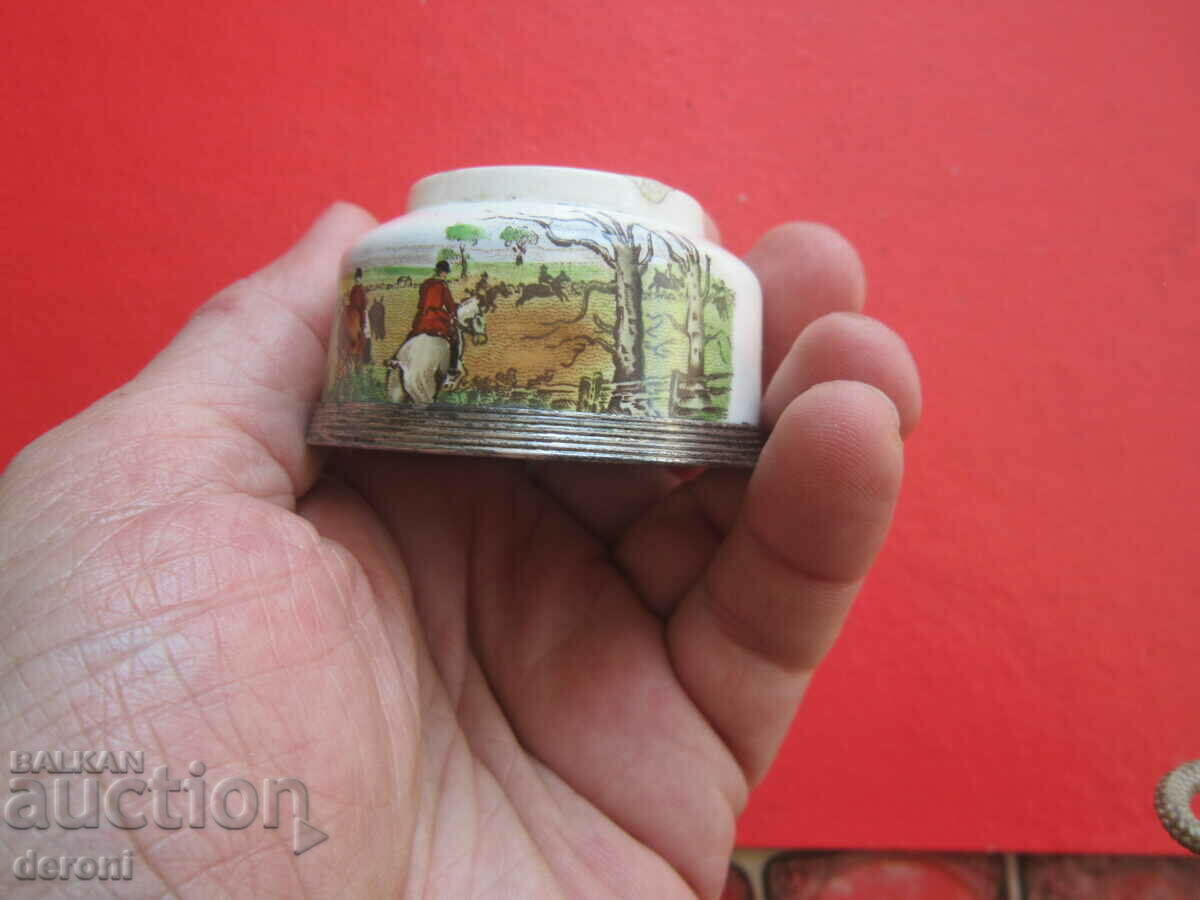 Μοναδικό αγγλικό κύπελλο πορσελάνης με ασημί εξαρτήματα - 6 Μοναδικό αγγλικό κύπελλο πορσελάνης με ασημί εξαρτήματα - 6