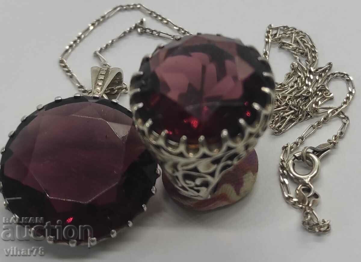 Silver set Ring with Pendant - 5 Silver set Ring with Pendant - 5