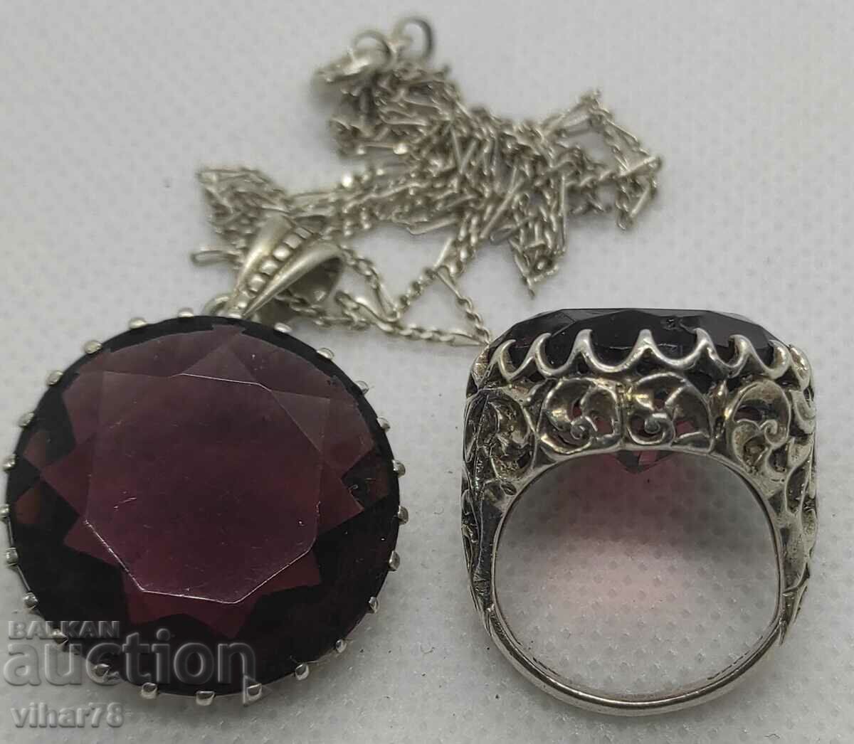 Silver set Ring with Pendant - 6 Silver set Ring with Pendant - 6