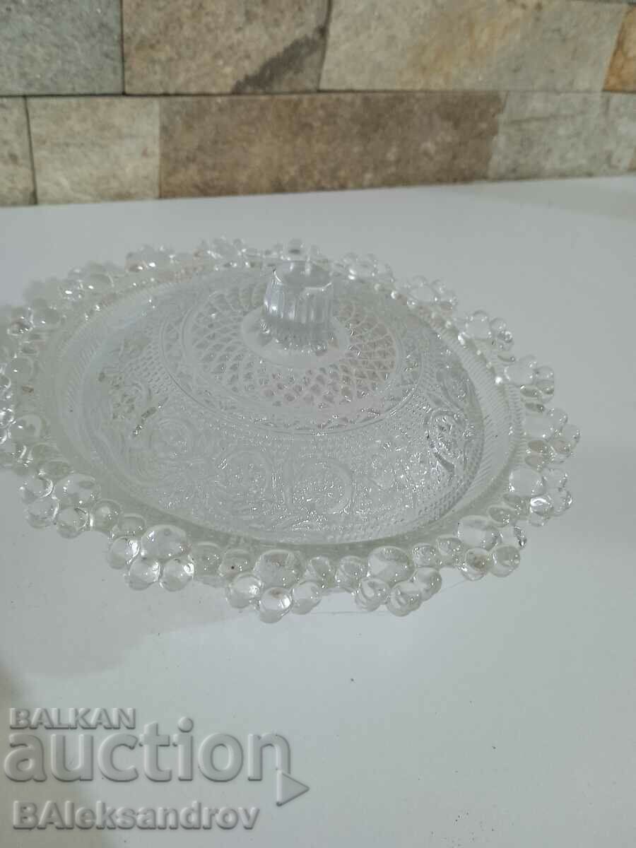 Auction Two glass bowls with lids for nuts Auction Two glass bowls with lids for nuts