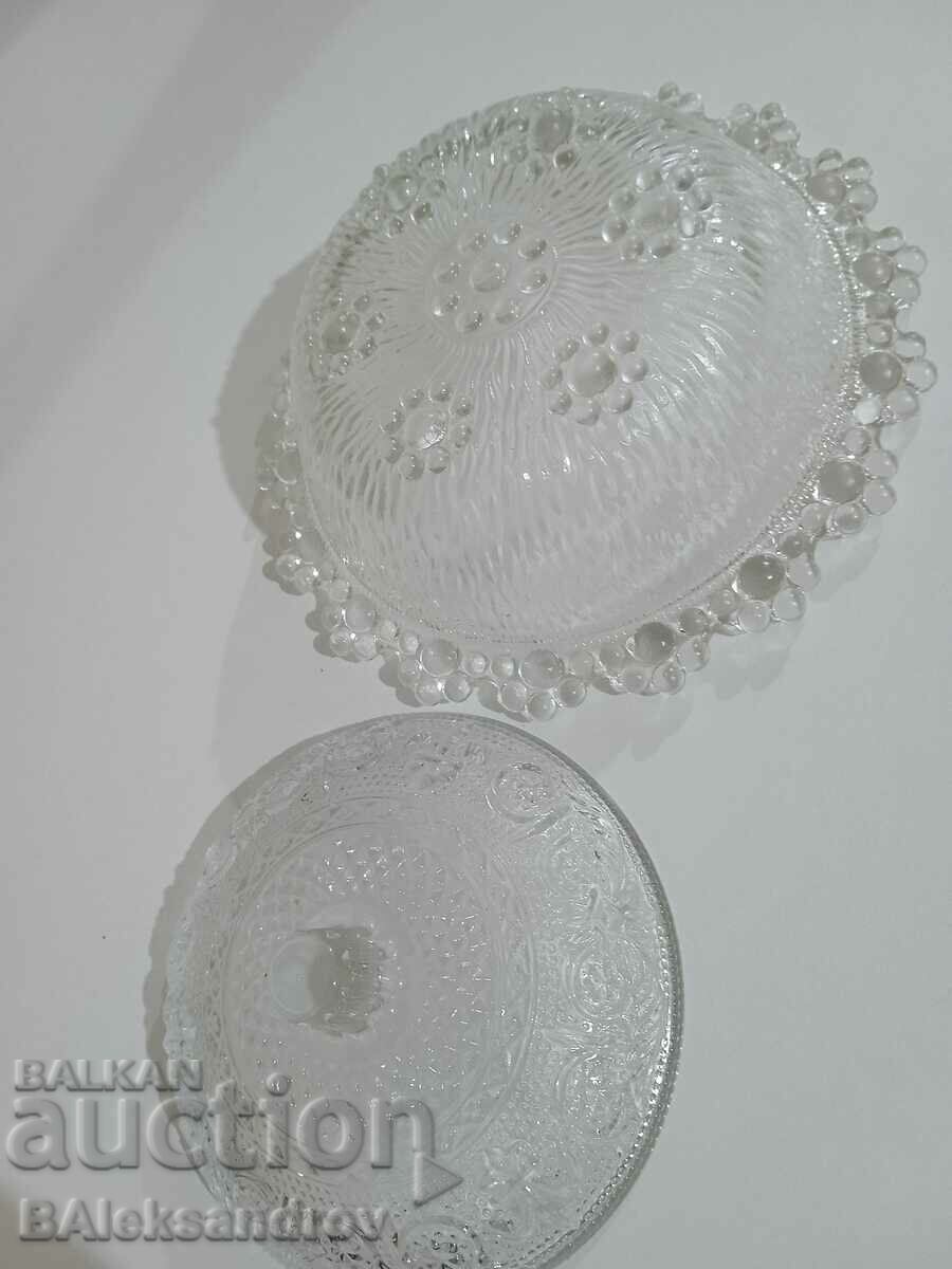 Two glass bowls with lids for nuts - 7