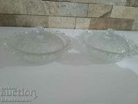 Two glass bowls with lids for nuts