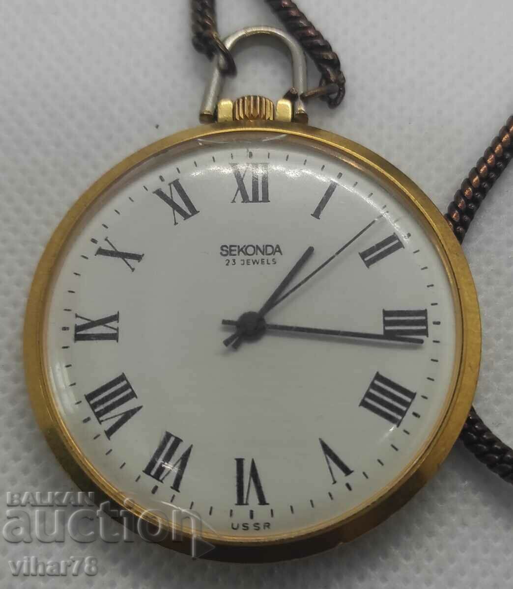 Επιχρυσωμένο ρολόι τσέπης - πυραύλων-δεύτερο Επιχρυσωμένο ρολόι τσέπης - πυραύλων-δεύτερο