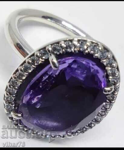 Auction Very beautiful silver ring with amethyst Auction Very beautiful silver ring with amethyst