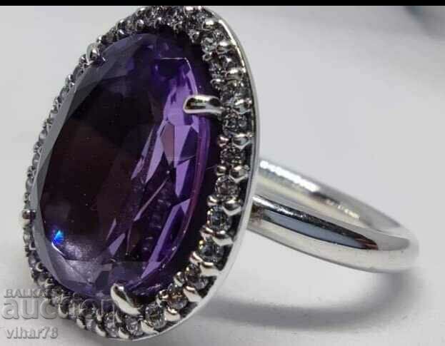 Very beautiful silver ring with amethyst - 5 Very beautiful silver ring with amethyst - 5
