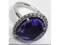 Very beautiful silver ring with amethyst