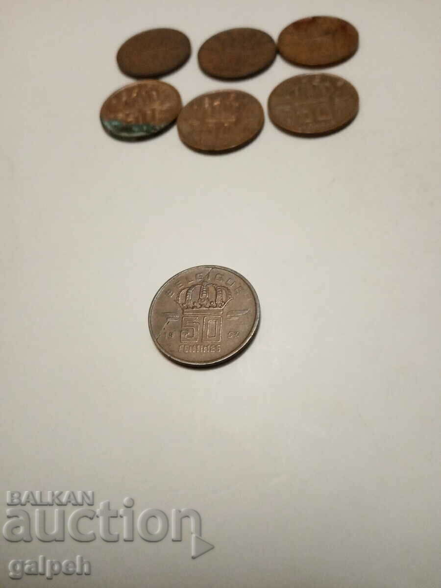 BELGIUM - LOT 50 centimes - 7 pcs. - BGN 4.5 with price 4.50 BGN | € 2.30 BELGIUM - LOT 50 centimes - 7 pcs. - BGN 4.5 with price 4.50 BGN | € 2.30