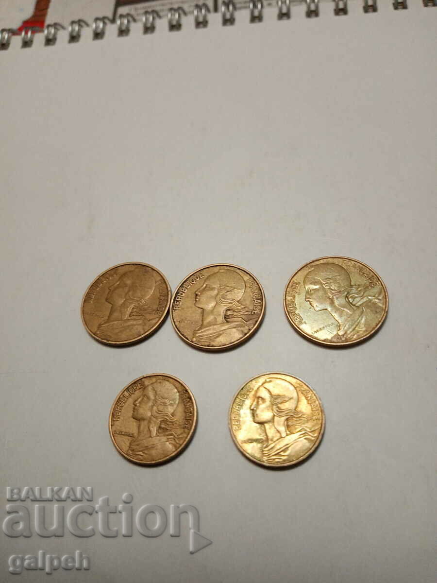 ФРАНЦИЯ - ЛОТ 5 и 10 САНТИМА - 5 бр. - 1.5 лв. с цена 1.50 лв. | € 0.77 ФРАНЦИЯ - ЛОТ 5 и 10 САНТИМА - 5 бр. - 1.5 лв. с цена 1.50 лв. | € 0.77