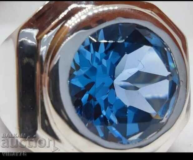 SILVER RING WITH TOPAZ - 7