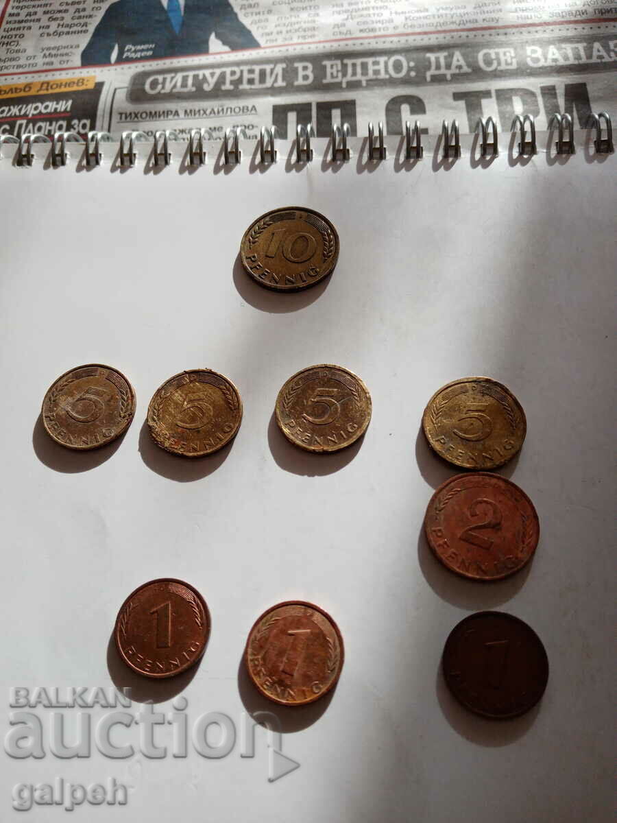GERMANY - LOT OF PFENNINGS - 9 pcs. - BGN 2.5 - 5 GERMANY - LOT OF PFENNINGS - 9 pcs. - BGN 2.5 - 5