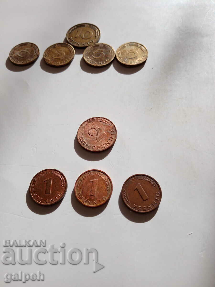 GERMANY - LOT OF PFENNINGS - 9 pcs. - BGN 2.5 - 7 GERMANY - LOT OF PFENNINGS - 9 pcs. - BGN 2.5 - 7