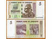 +++ ZIMBABWE 5 DOLLAR P 66 2007 UNC +++
