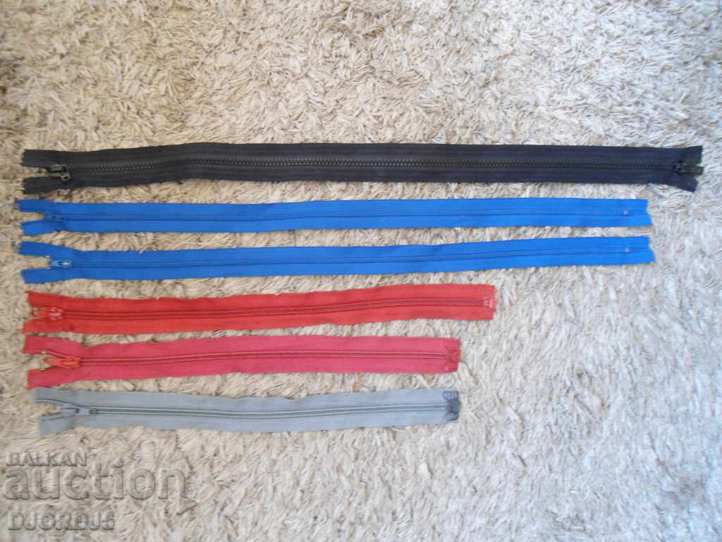 Old zippers, 6 pieces
