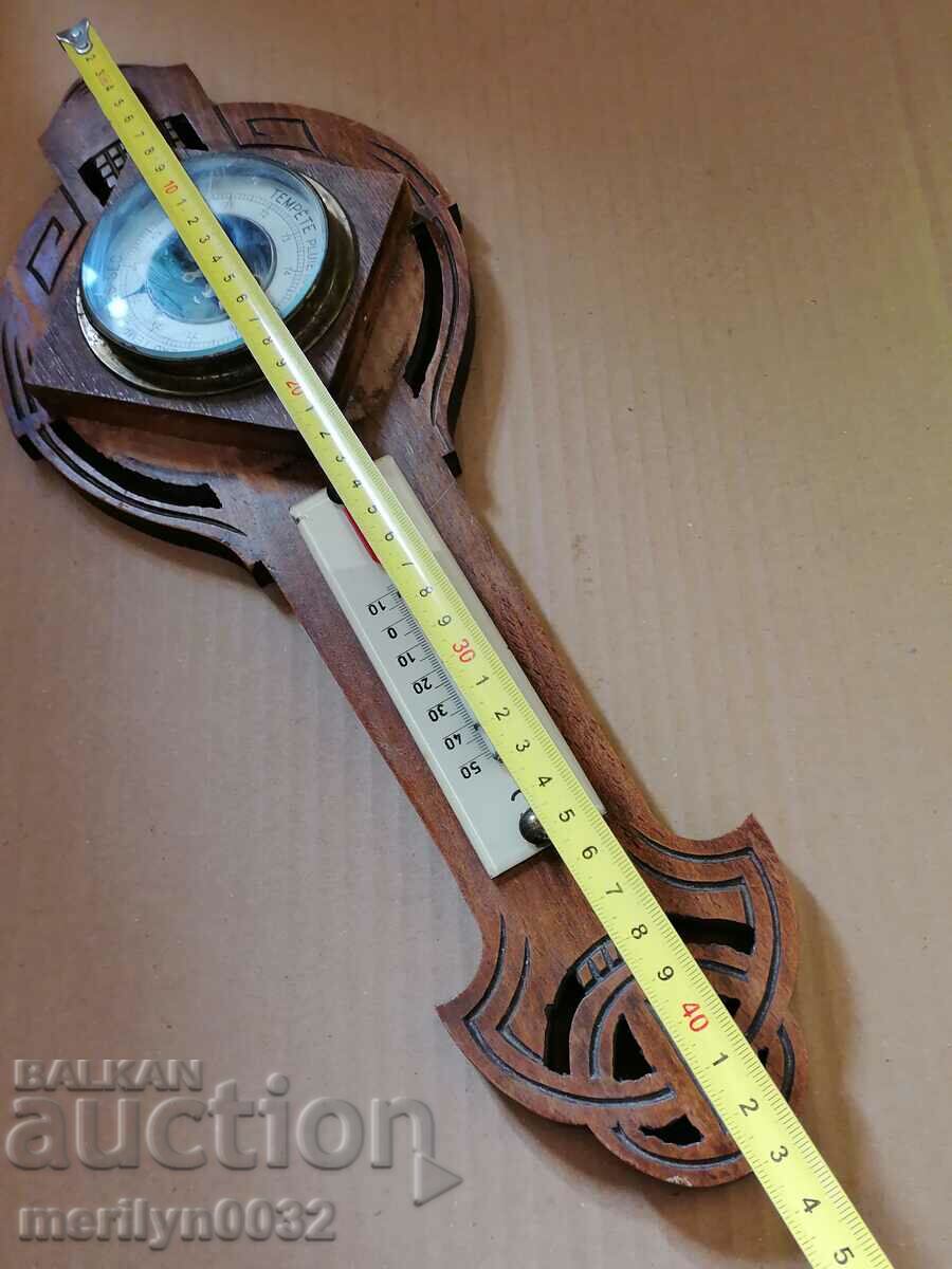 Δημοπρασία Παλιό βαρόμετρο με θερμόμετρο στις αρχές του 20ου αιώνα