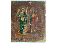 19ος αιώνας! Ρωσική εικόνα του Αγίου Γρηγορίου του Θεολόγου και της Αγίας Βαρβάρας